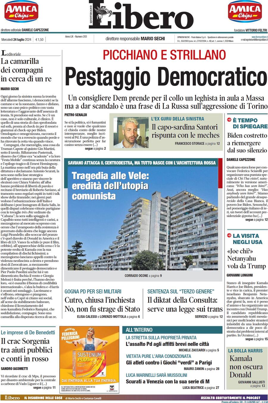 Prima-pagina-libero-edizione-di-oggi-24-07-2024