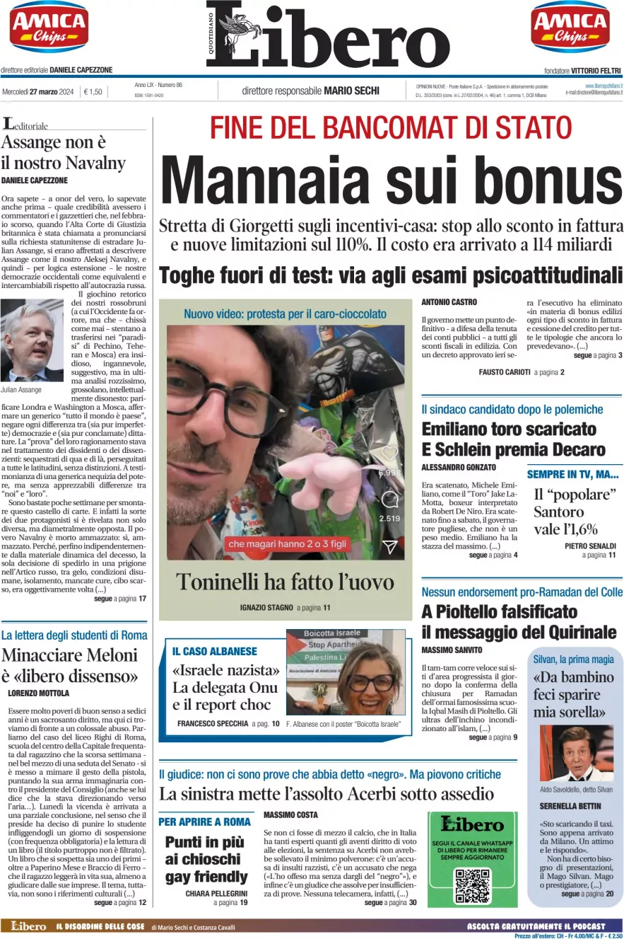 Prima-pagina-libero-edizione-di-oggi-27-03-2024