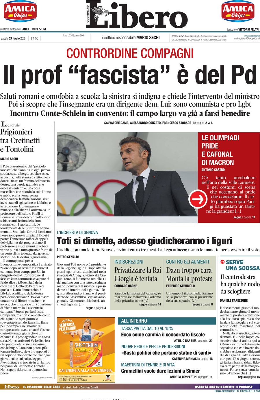 Prima-pagina-libero-edizione-di-oggi-27-07-2024
