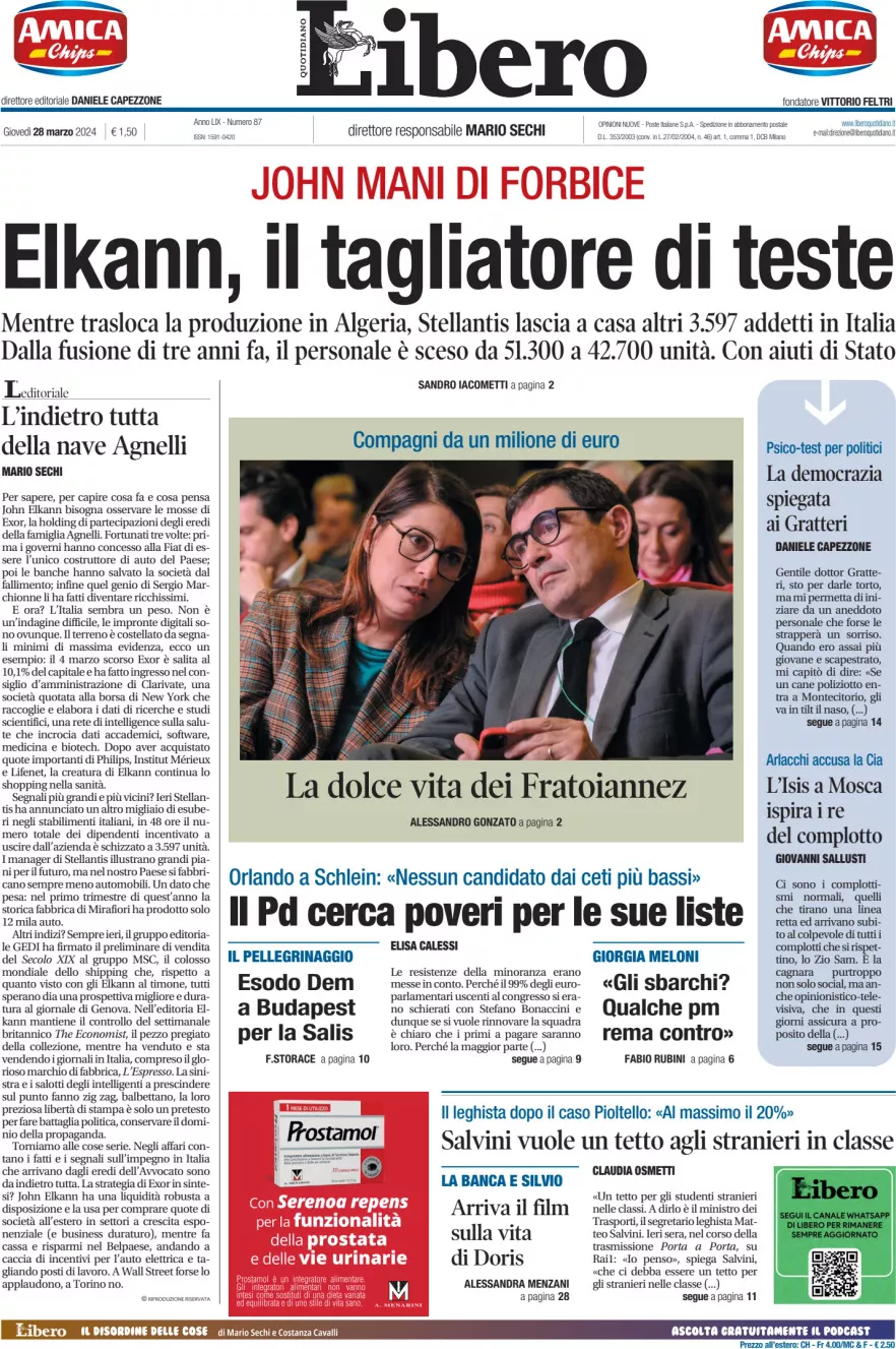 Prima-pagina-libero-edizione-di-oggi-28-03-2024