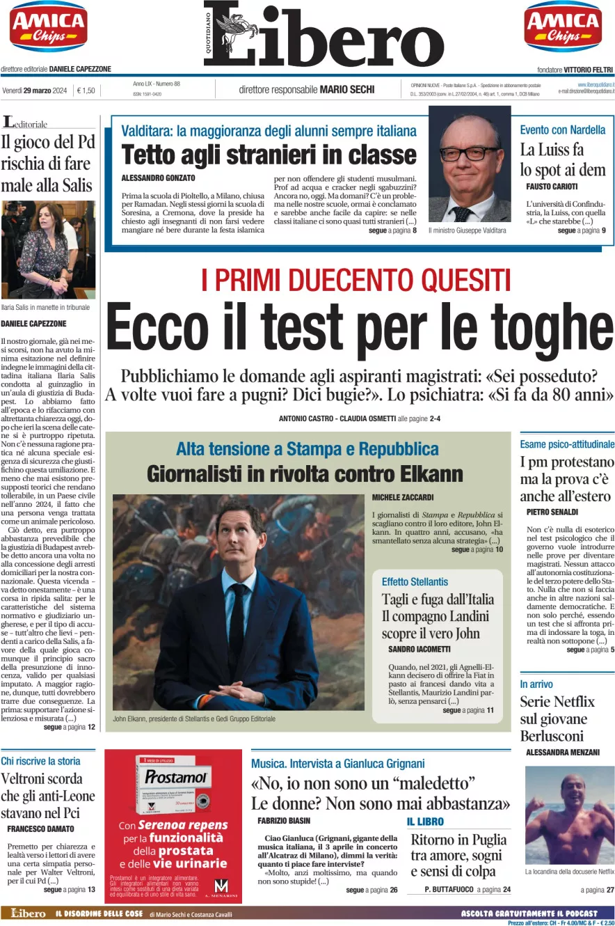 Prima-pagina-libero-edizione-di-oggi-29-03-2024