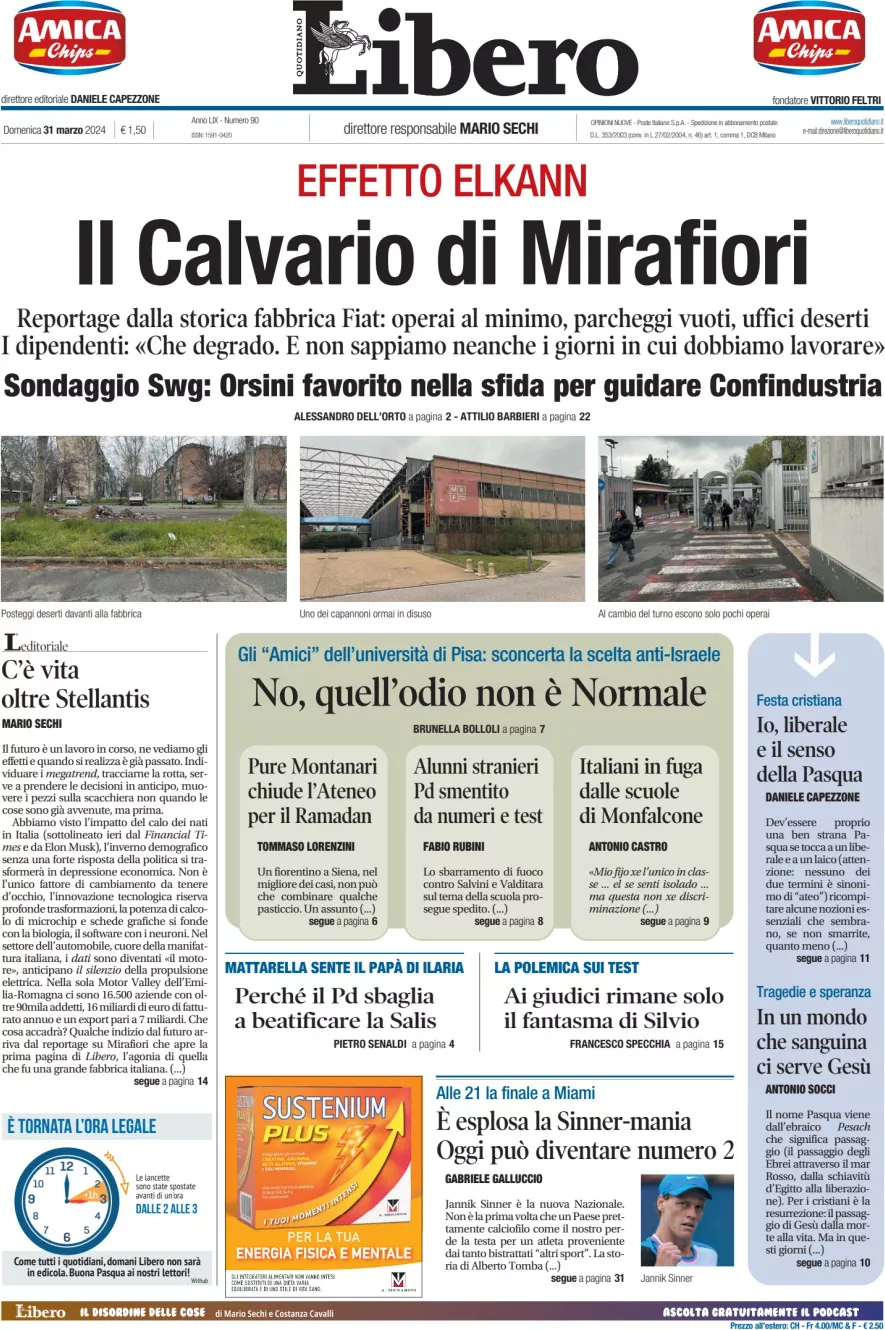 Prima-pagina-libero-edizione-di-oggi-31-03-2024