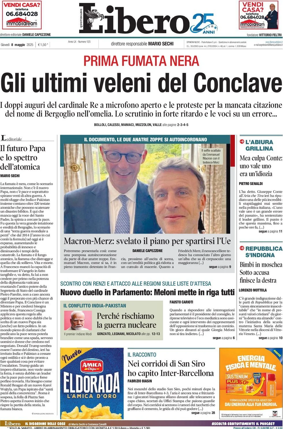 Prima-pagina-libero-edizione-di-oggi-08-05-2025