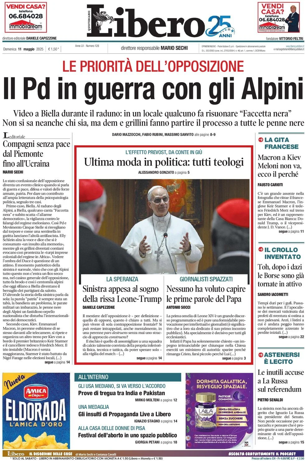 Prima-pagina-libero-edizione-di-oggi-11-05-2025