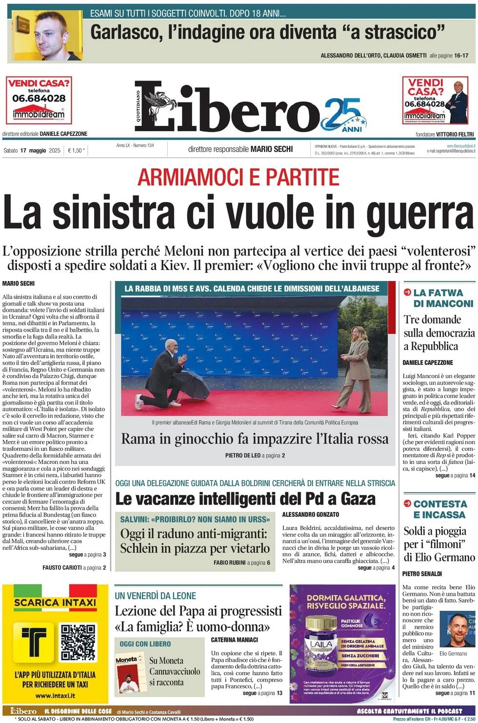 Prima-pagina-libero-edizione-di-oggi-17-05-2025