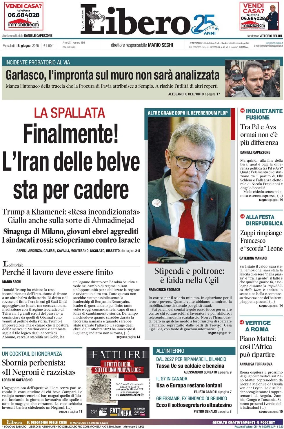Prima-pagina-libero-edizione-di-oggi-18-06-2025