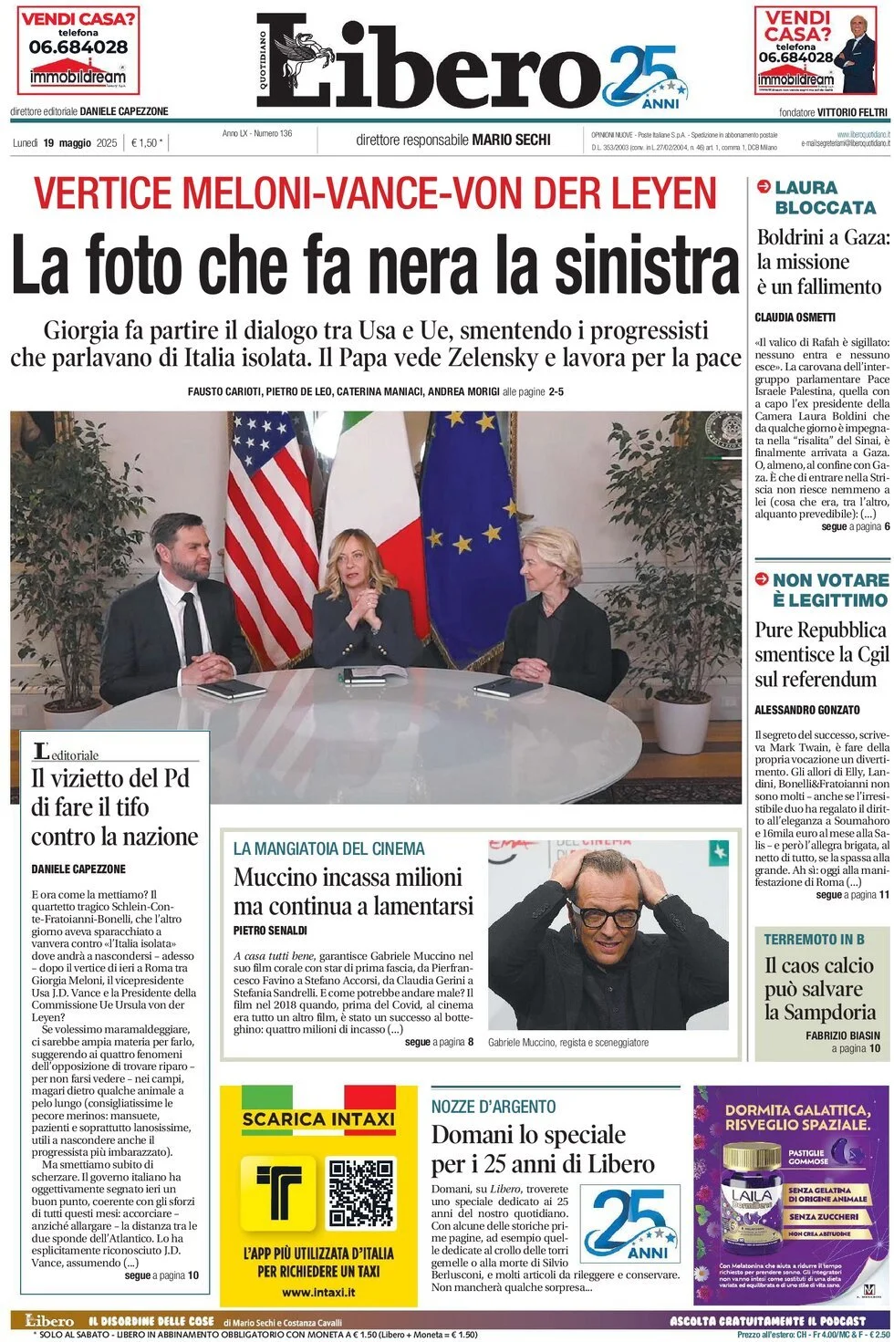Prima-pagina-libero-edizione-di-oggi-19-05-2025