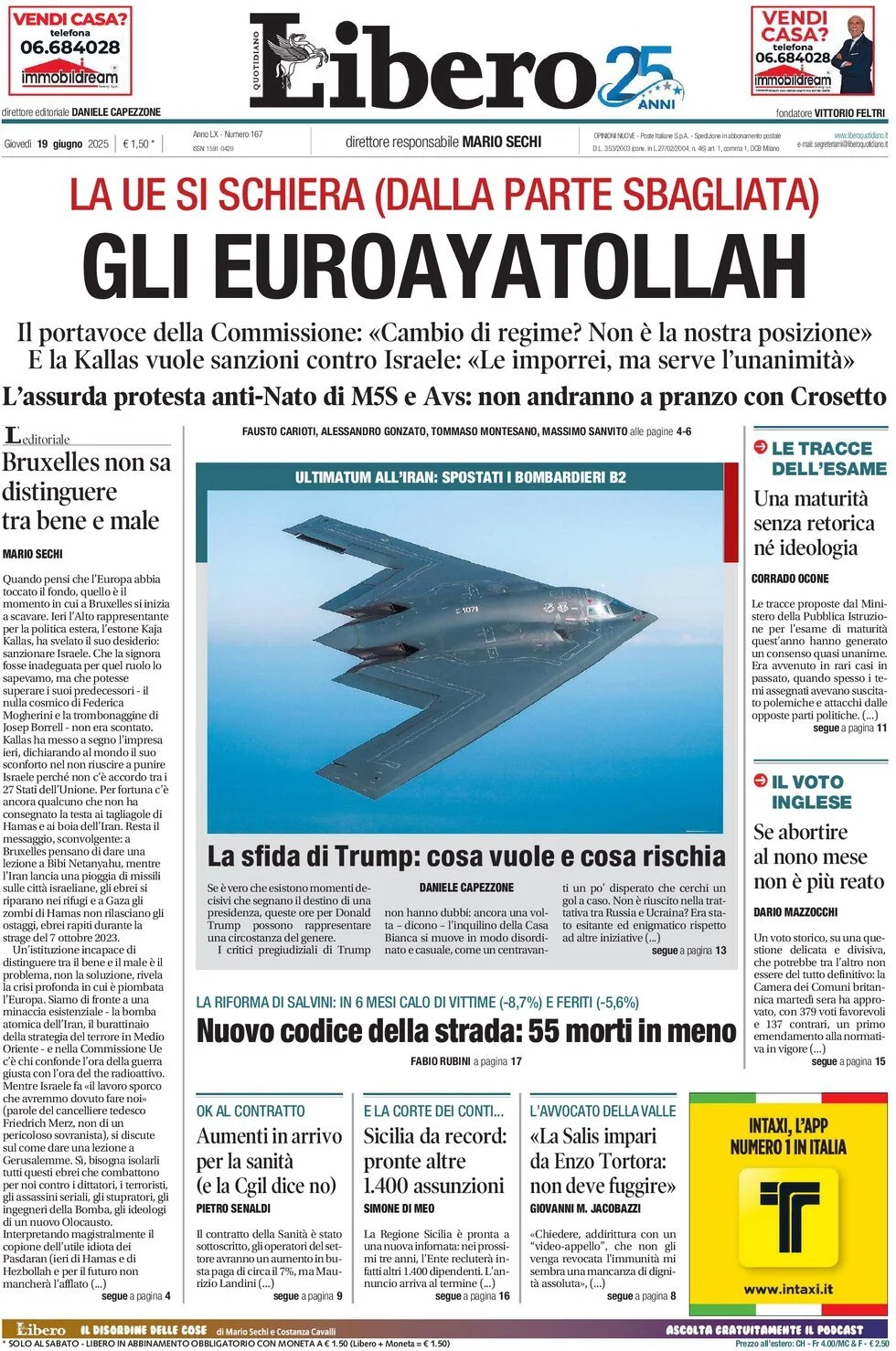 Prima-pagina-libero-edizione-di-oggi-19-06-2025