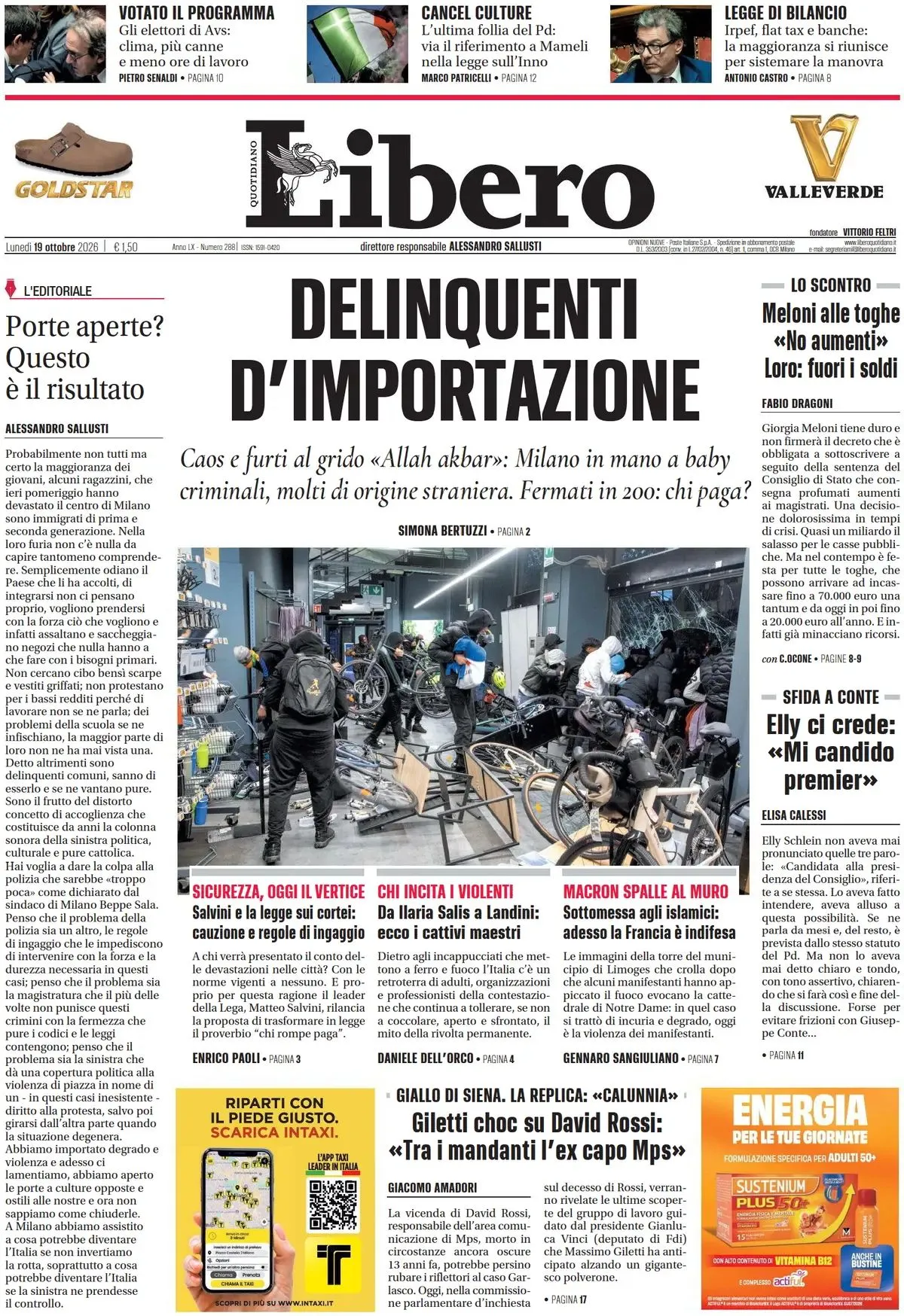 Prima-pagina-libero-edizione-di-oggi-19-10-2026
