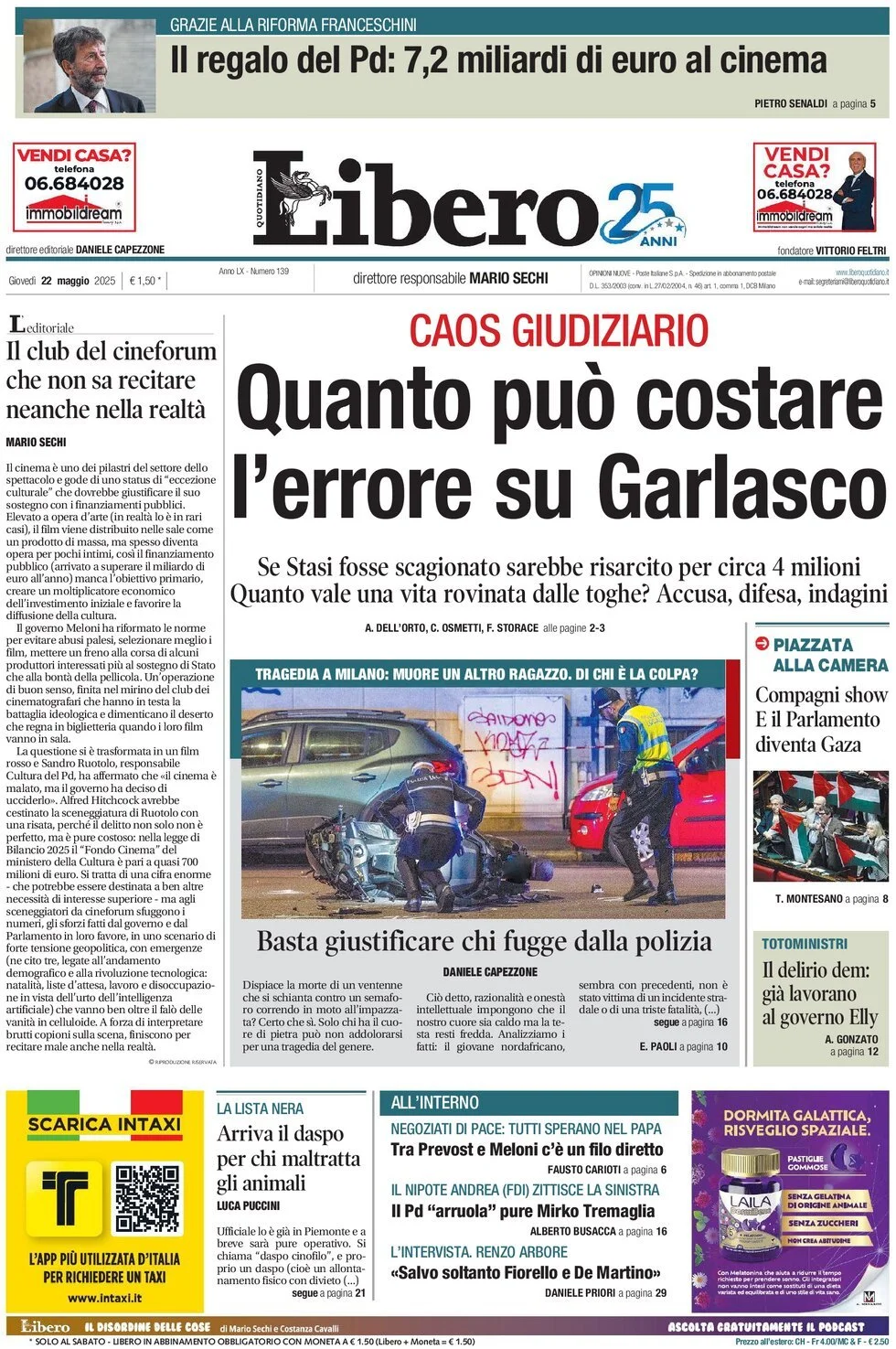 Prima-pagina-libero-edizione-di-oggi-22-05-2025