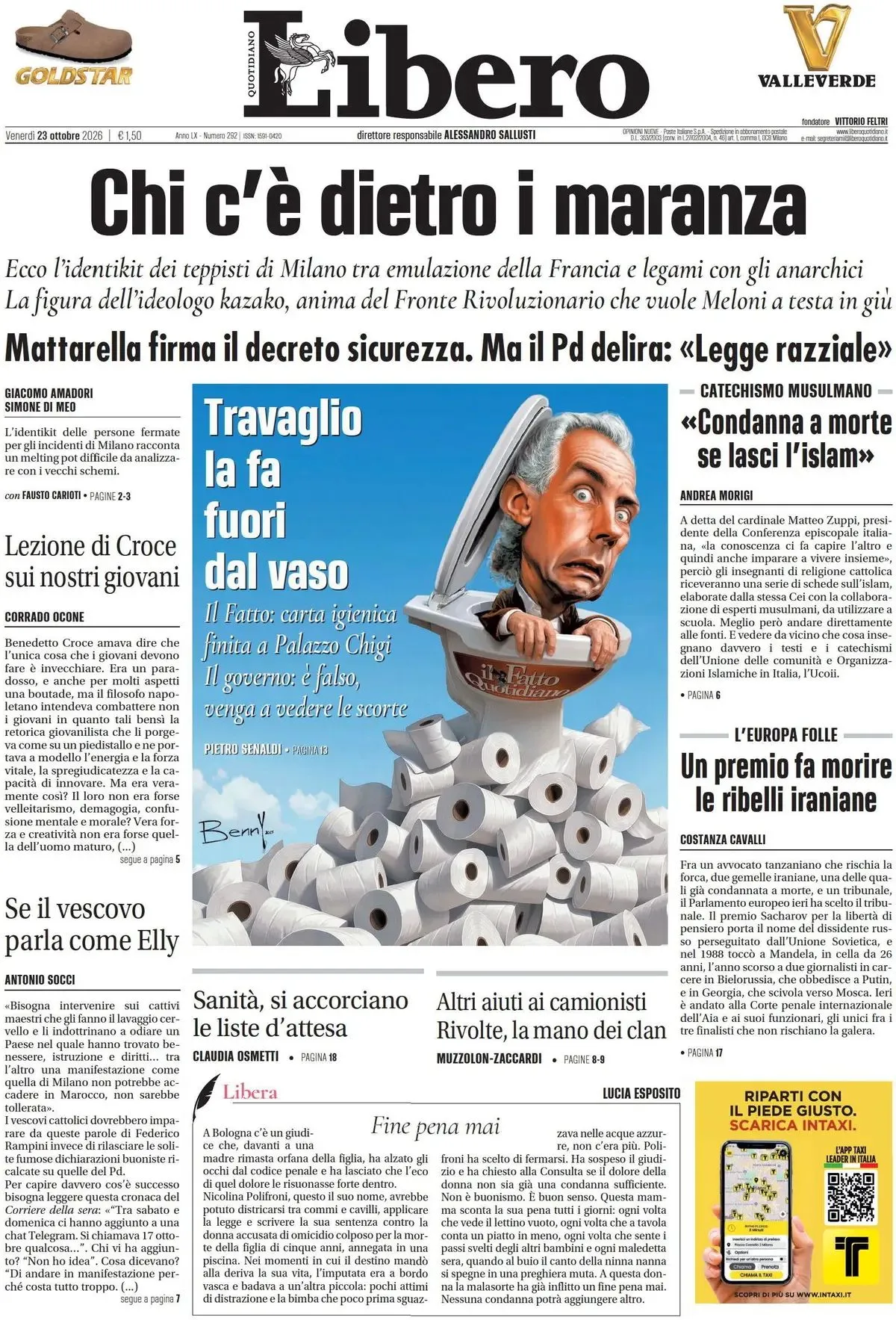 Prima-pagina-libero-edizione-di-oggi-23-10-2026