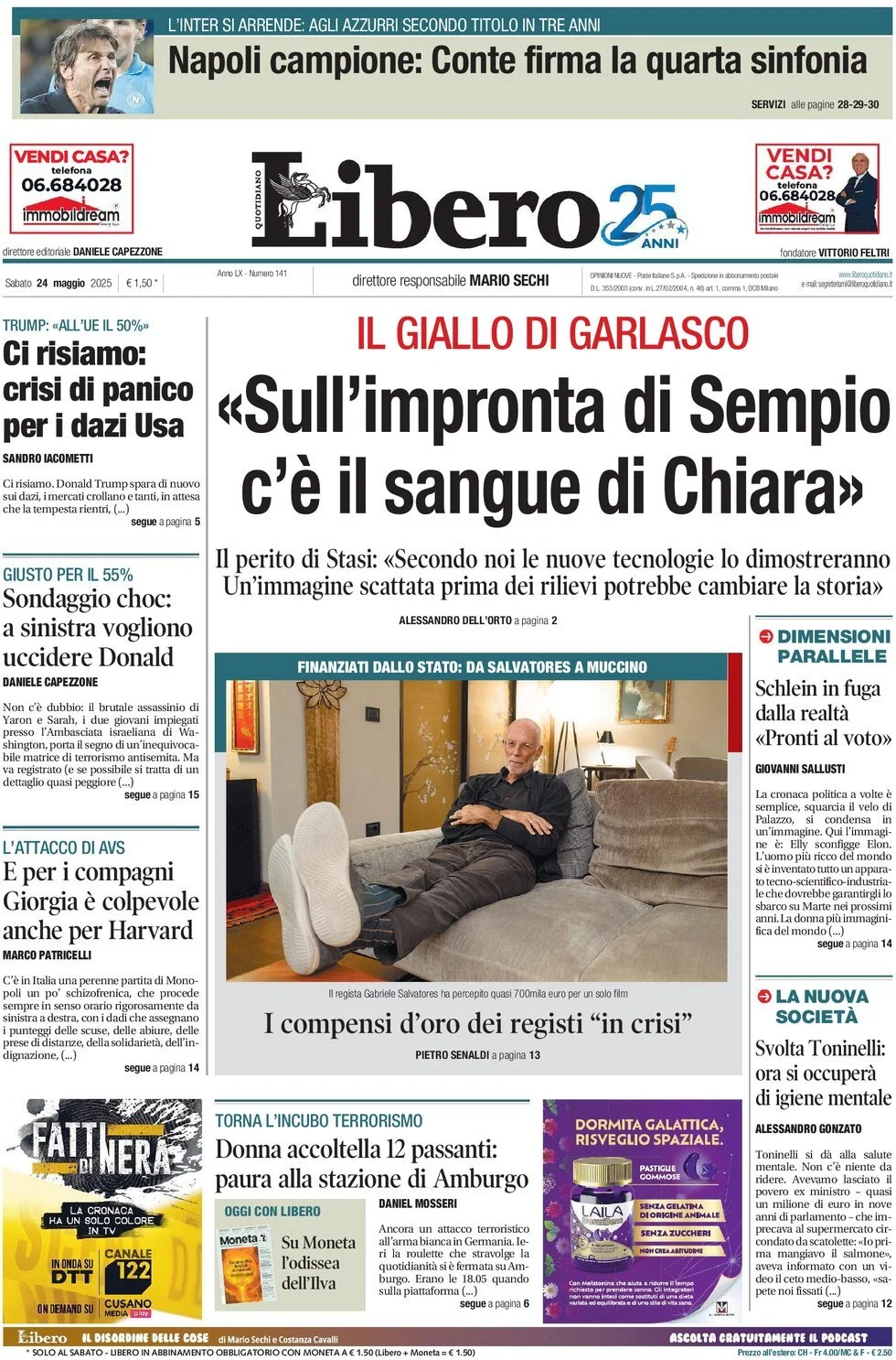 Prima-pagina-libero-edizione-di-oggi-24-05-2025
