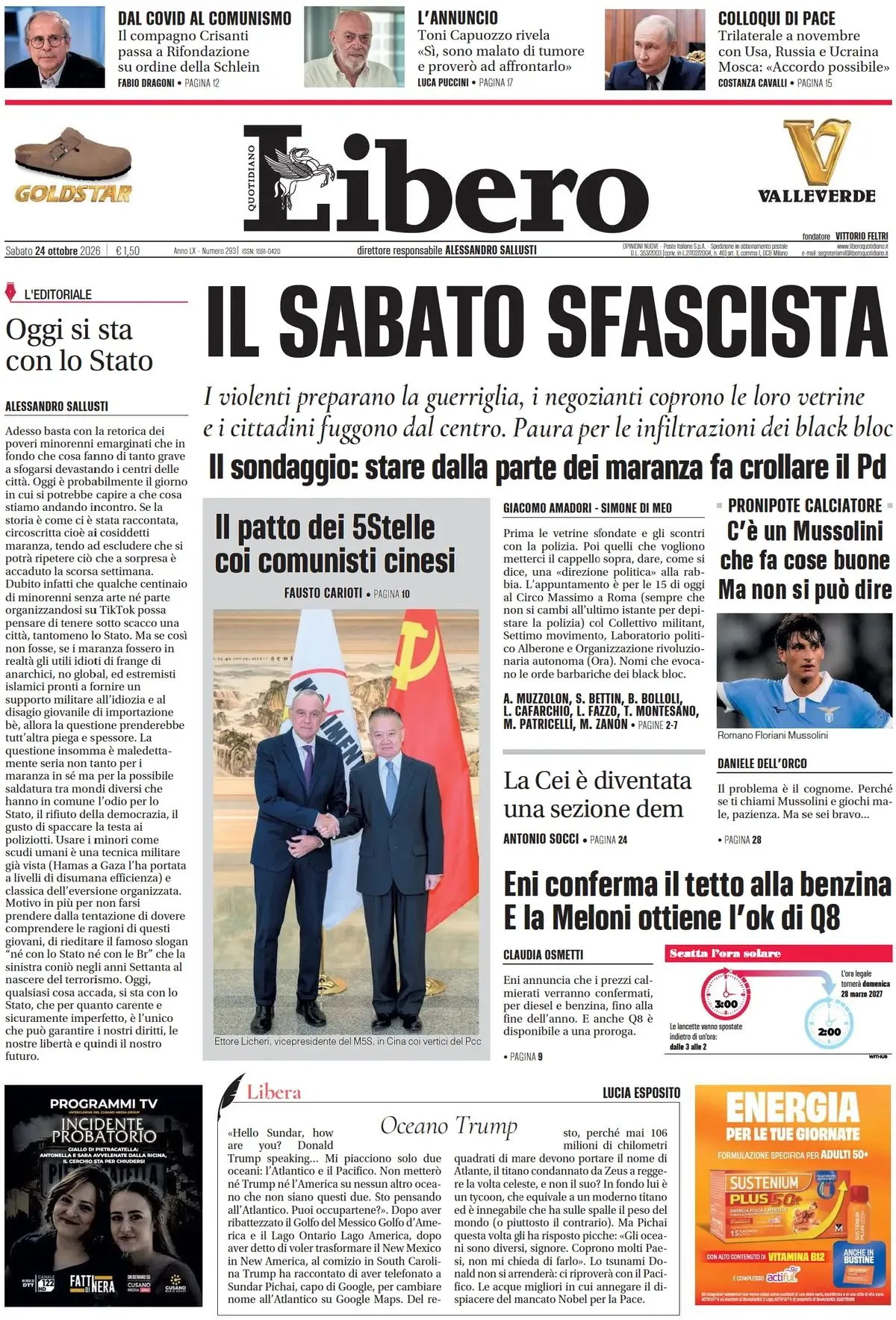 Prima-pagina-libero-edizione-di-oggi-24-10-2026