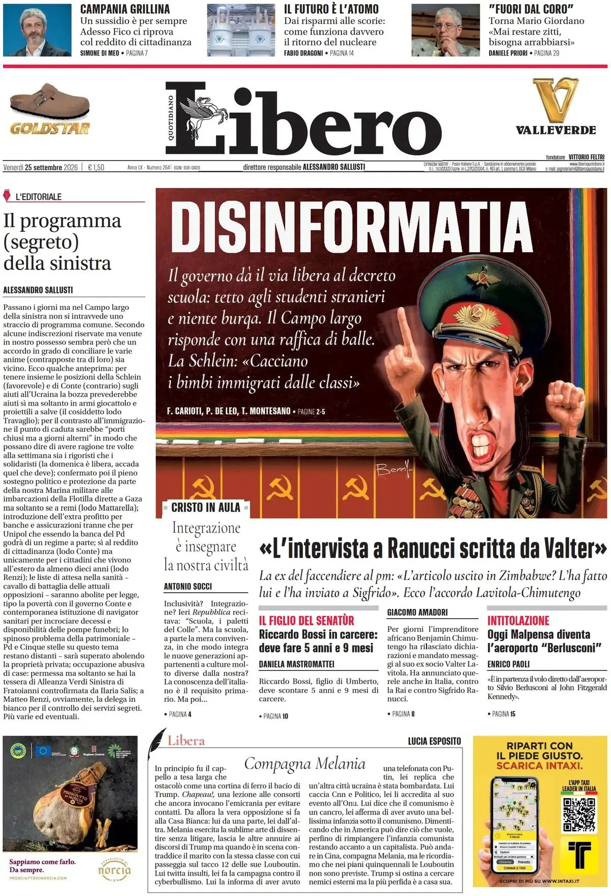 Prima-pagina-libero-edizione-di-oggi-25-09-2026