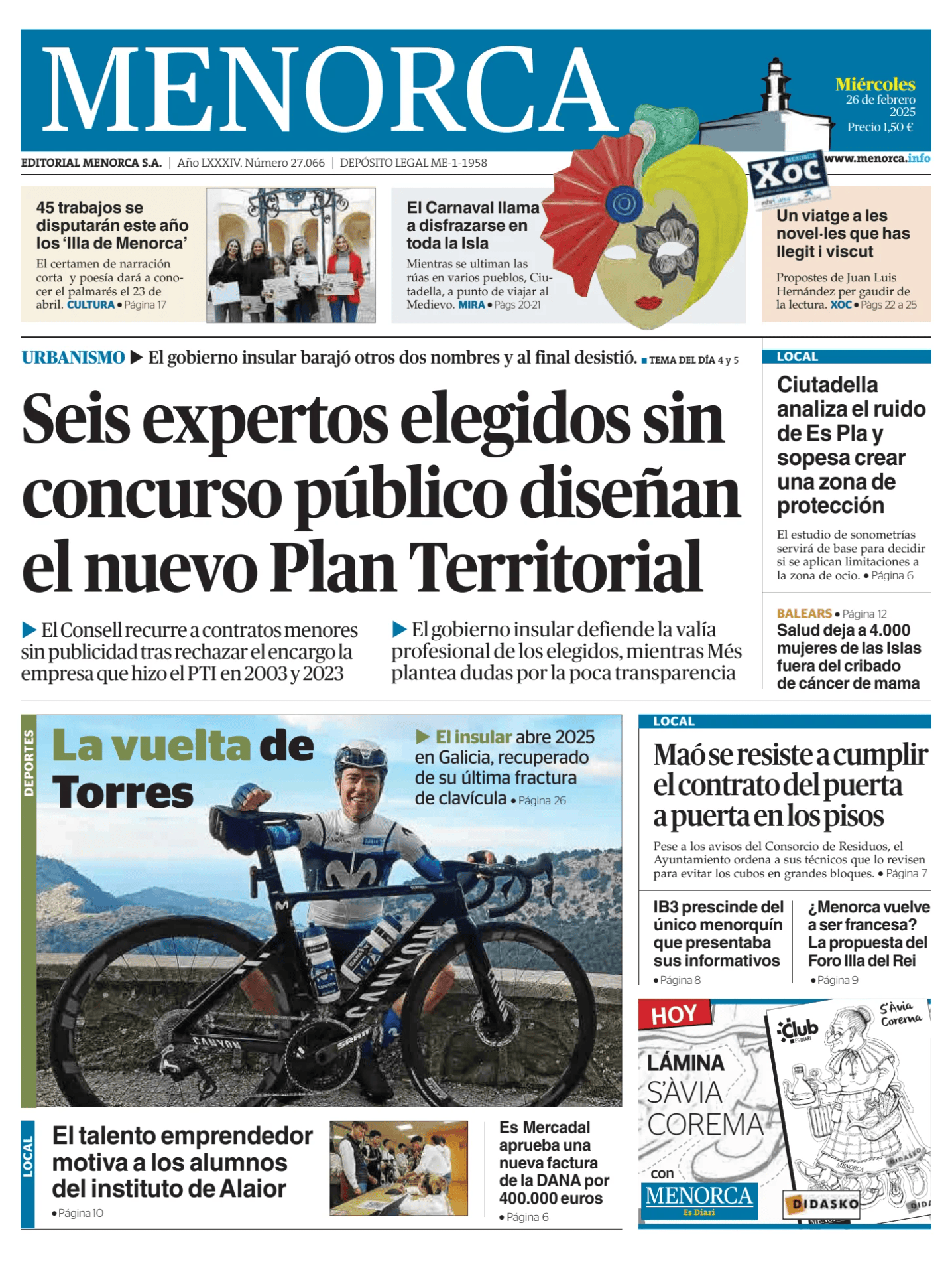 Prima-pagina-menorca-oggi-edizione-di-oggi-20250226