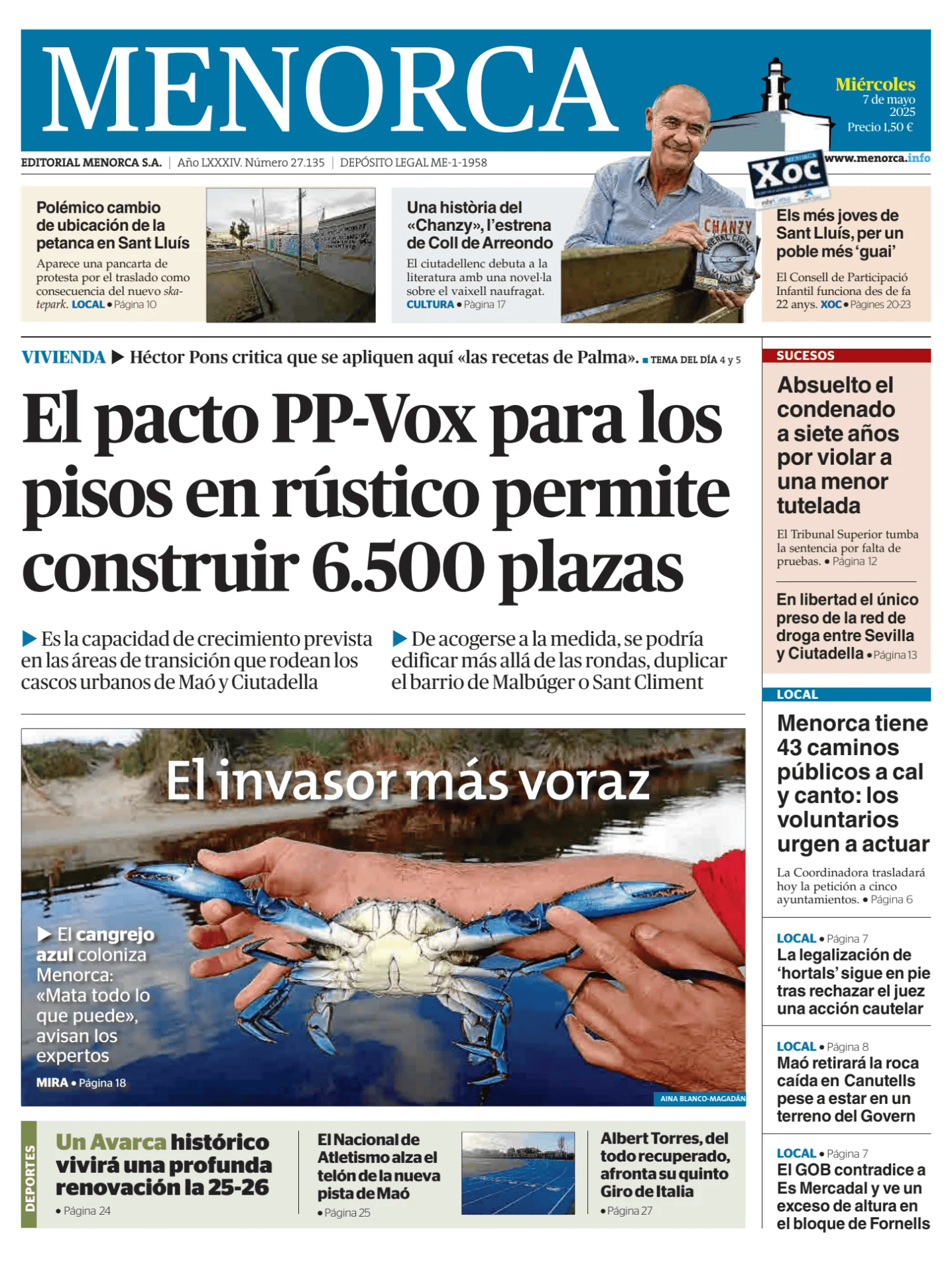 Prima-pagina-menorca-oggi-edizione-di-oggi-20250507
