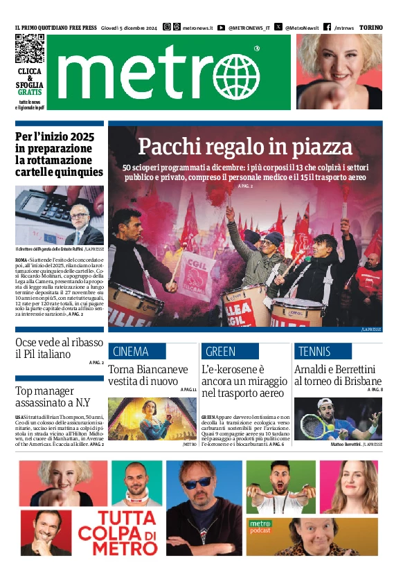 Prima-pagina-metro-torino-edizione-di-oggi-2024-12-05
