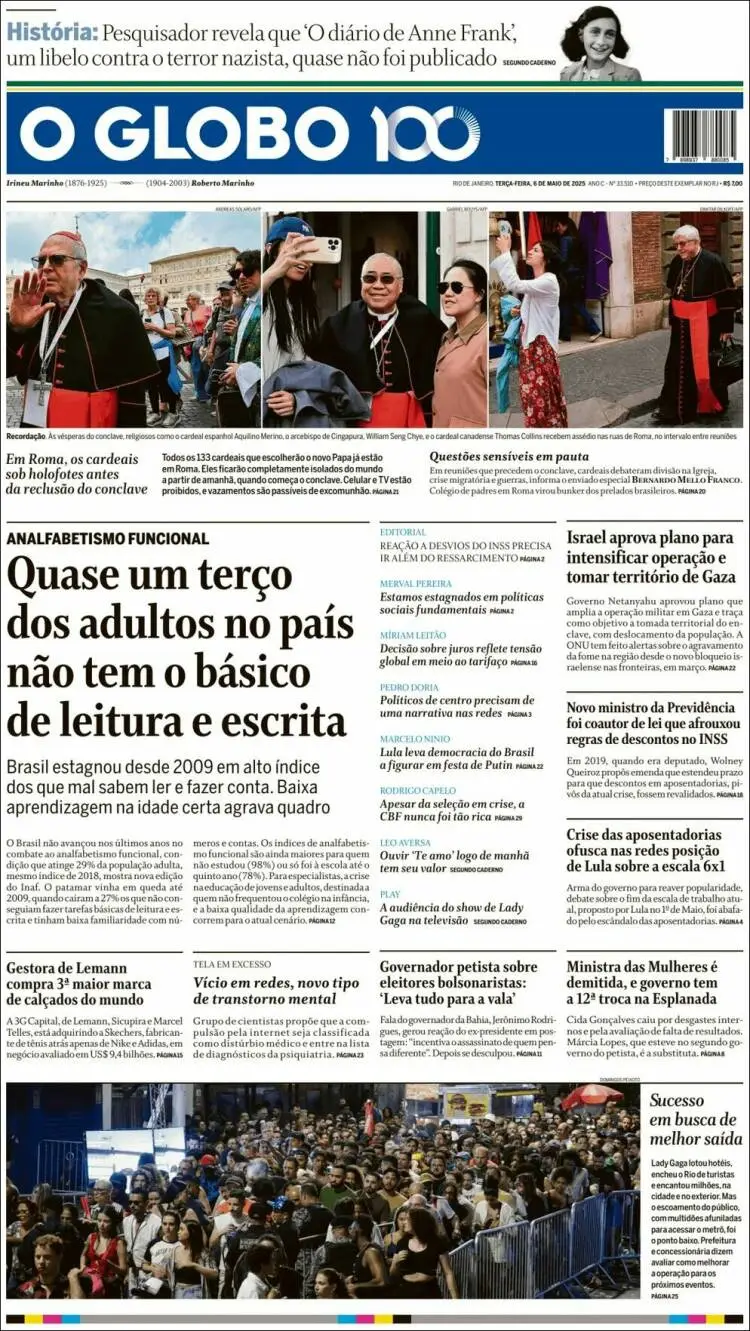 Prima-pagina-oglobo-edizione-di-oggi-2025-05-06