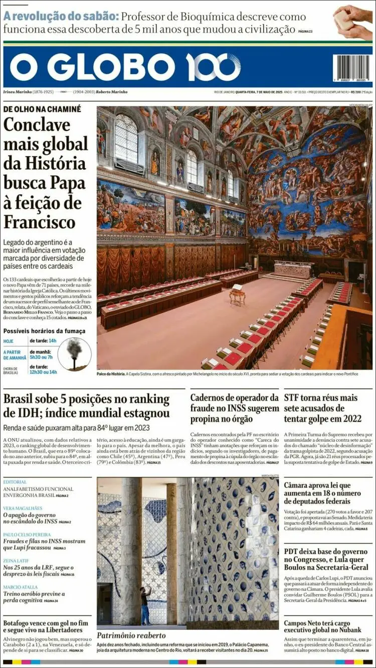 Prima-pagina-oglobo-edizione-di-oggi-2025-05-07