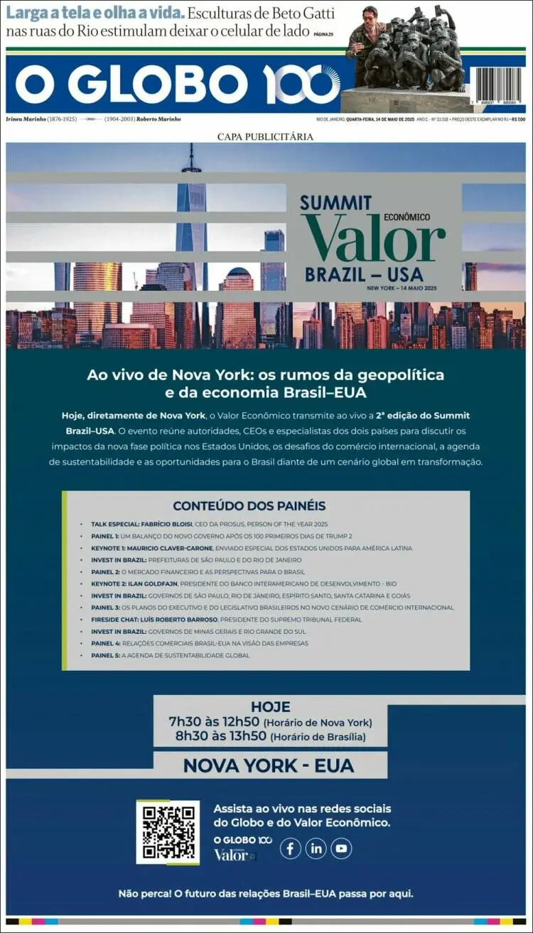 Prima-pagina-oglobo-edizione-di-oggi-2025-05-14