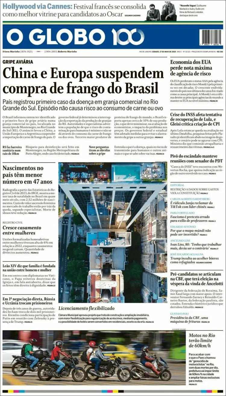 Prima-pagina-oglobo-edizione-di-oggi-2025-05-17