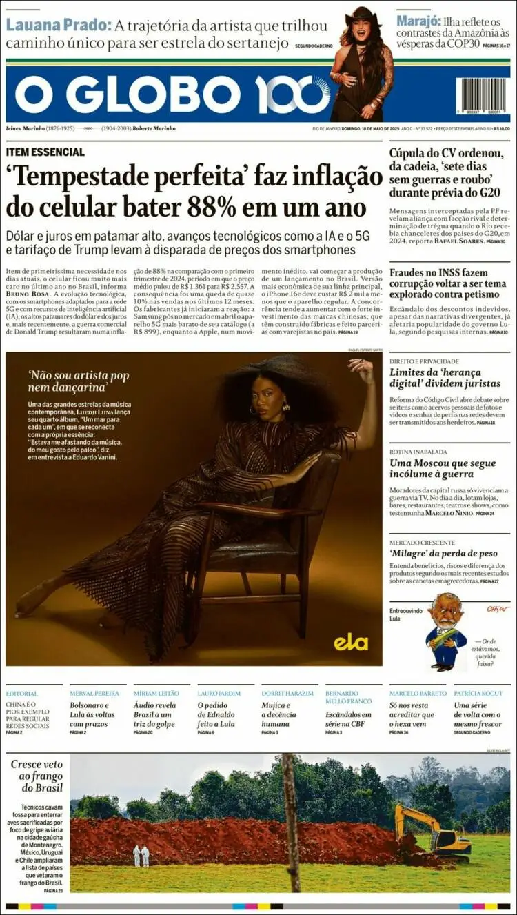 Prima-pagina-oglobo-edizione-di-oggi-2025-05-18