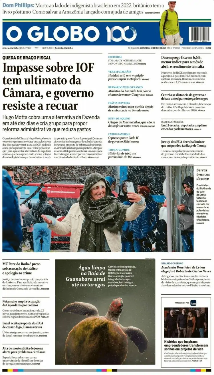 Prima-pagina-oglobo-edizione-di-oggi-2025-05-30
