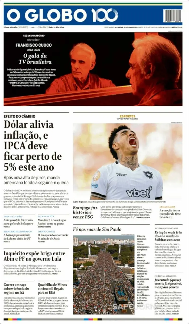 Prima-pagina-oglobo-edizione-di-oggi-2025-06-20