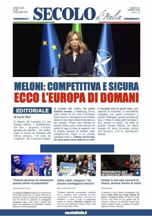 Prima-pagina-secolo-d-italia-edizione-di-oggi-23-03-2024