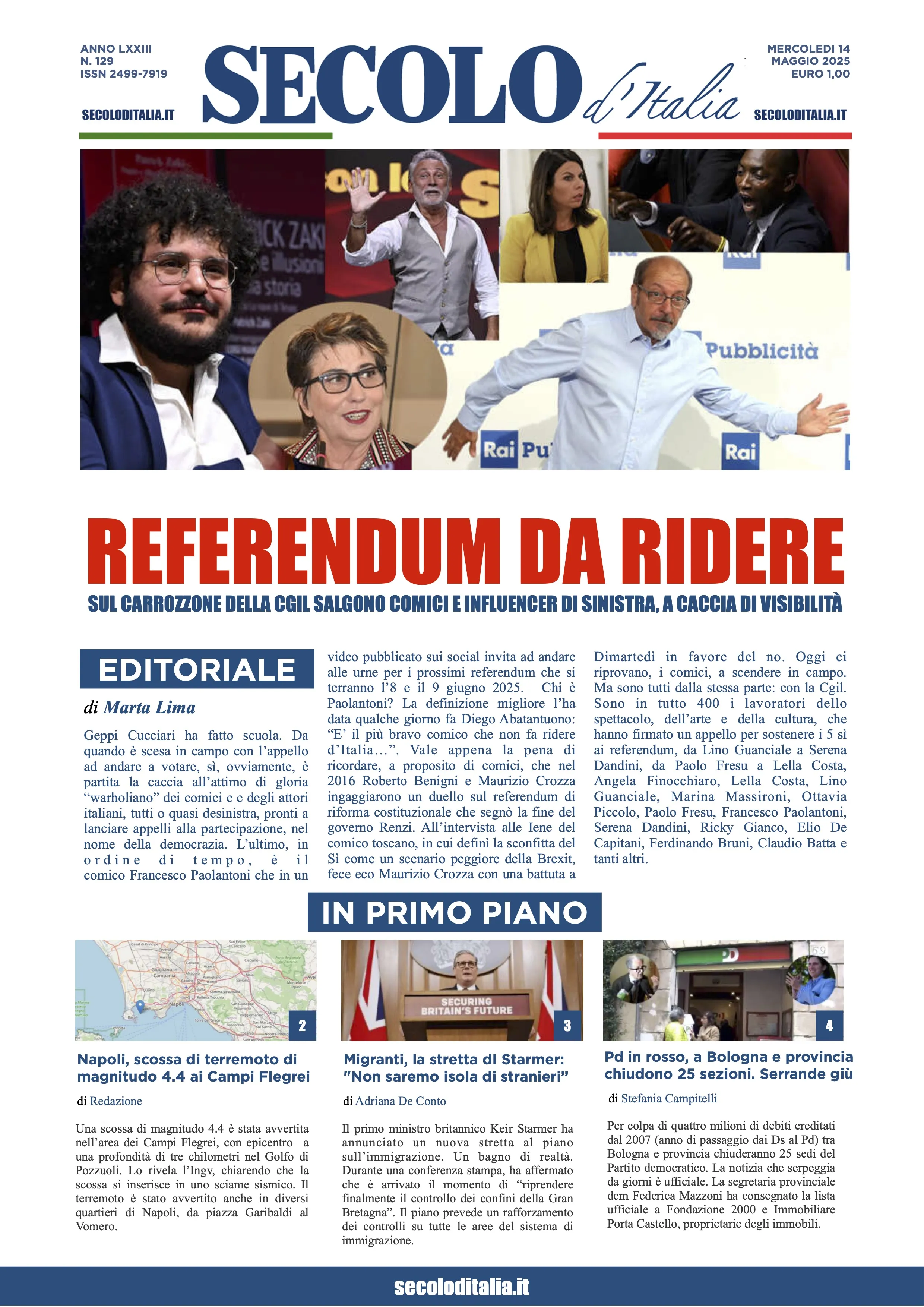 Prima-pagina-secolo-italia-oggi-edizione-di-oggi-14-05-2025