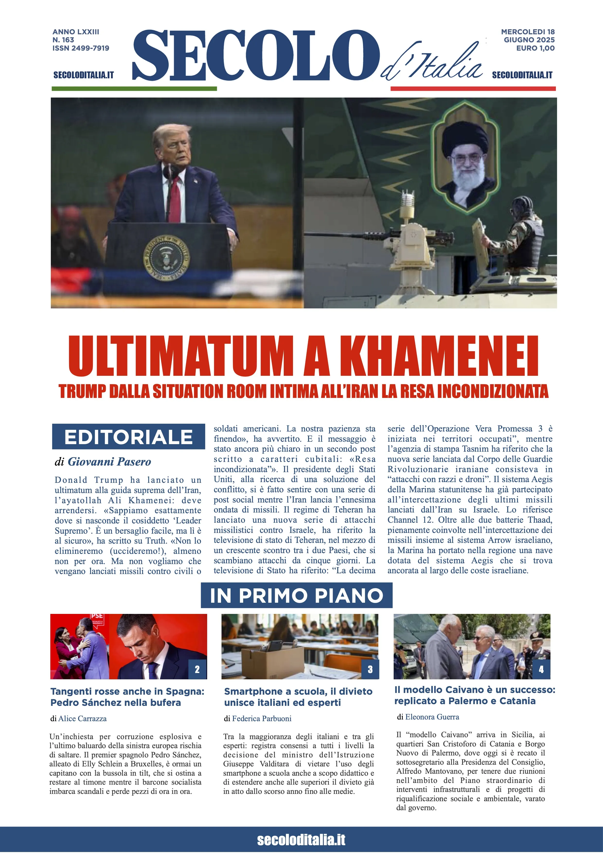Prima-pagina-secolo-italia-oggi-edizione-di-oggi-18-06-2025