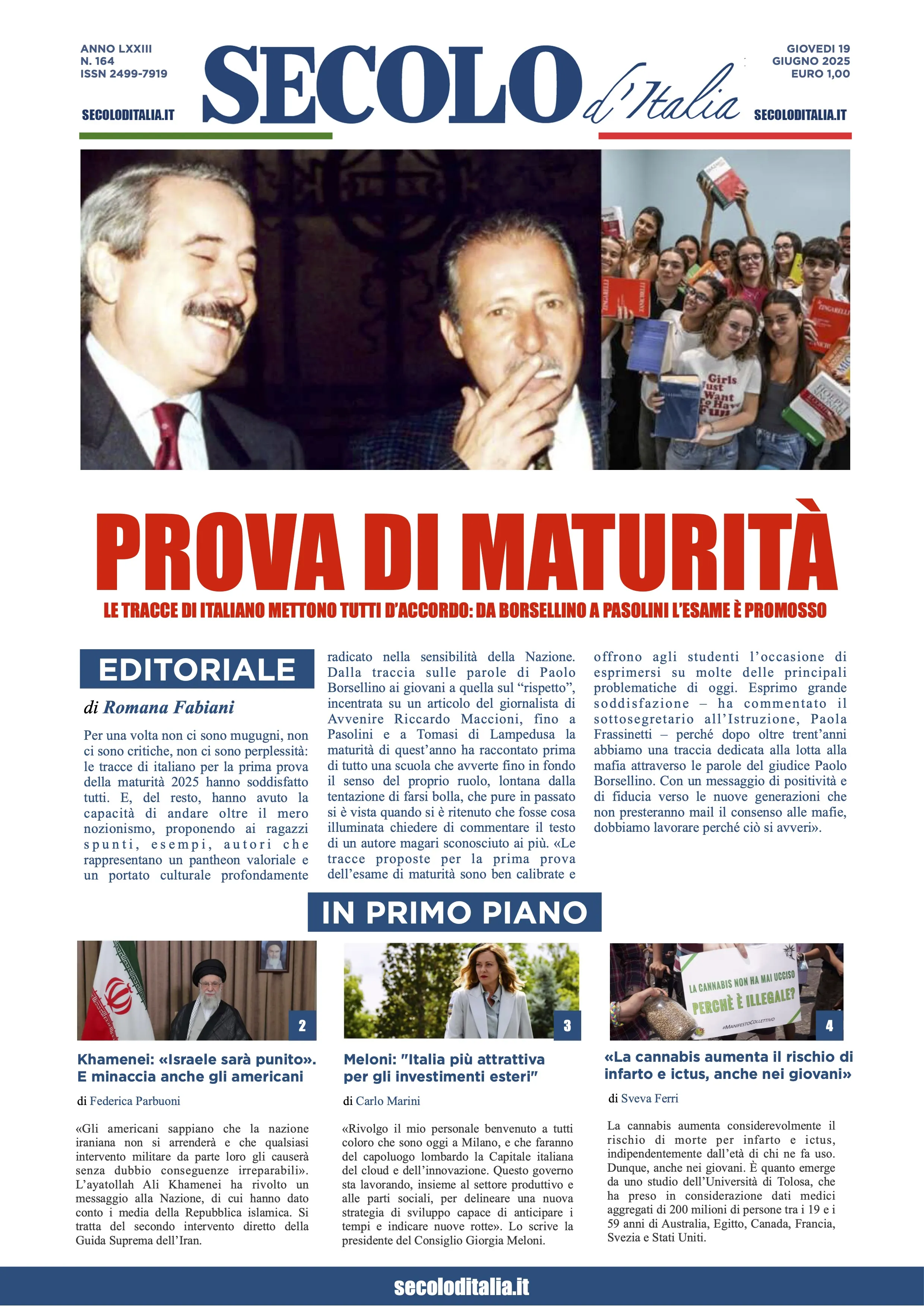 Prima-pagina-secolo-italia-oggi-edizione-di-oggi-19-06-2025