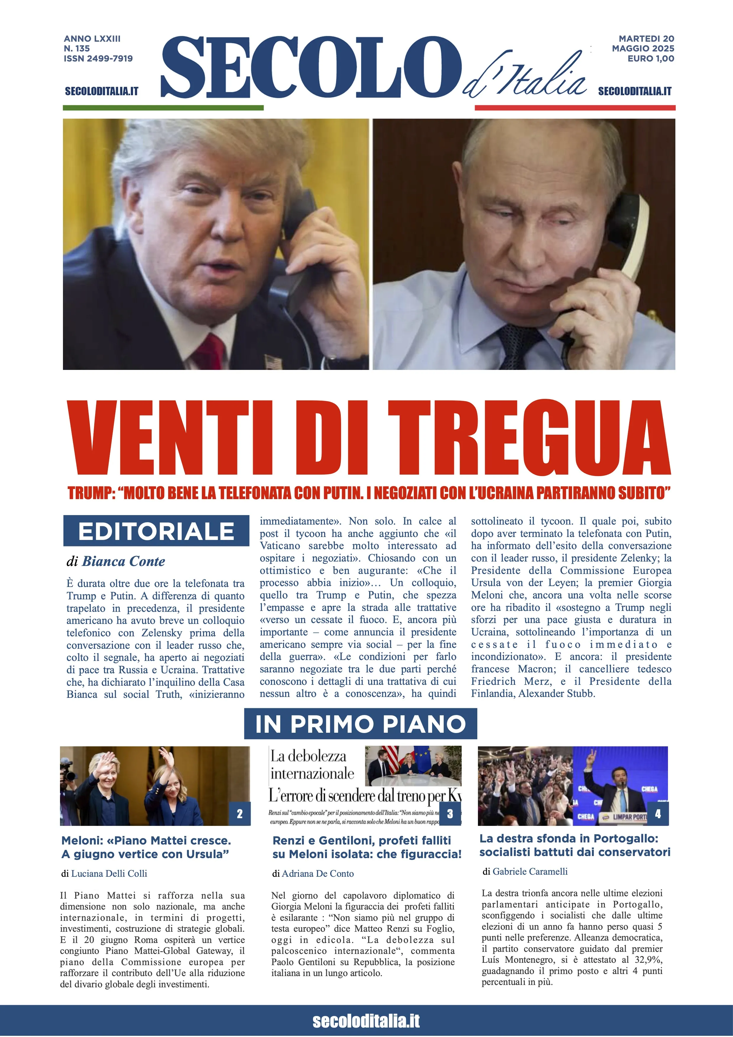 Prima-pagina-secolo-italia-oggi-edizione-di-oggi-20-05-2025