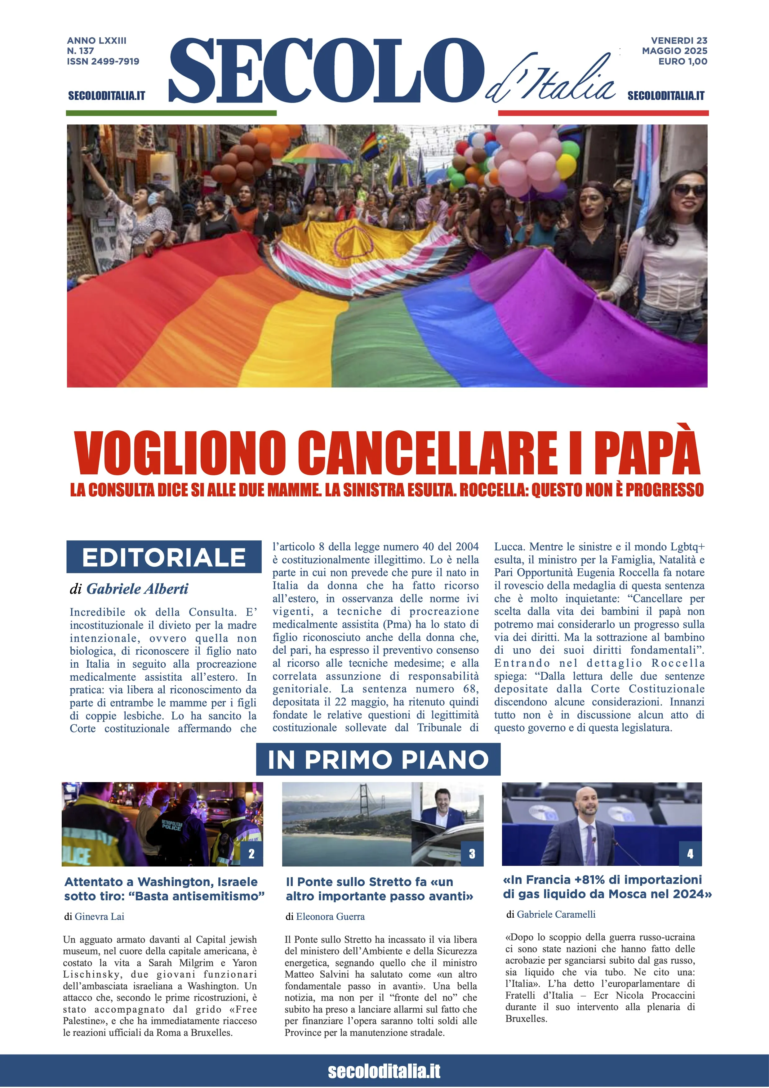 Prima-pagina-secolo-italia-oggi-edizione-di-oggi-23-05-2025