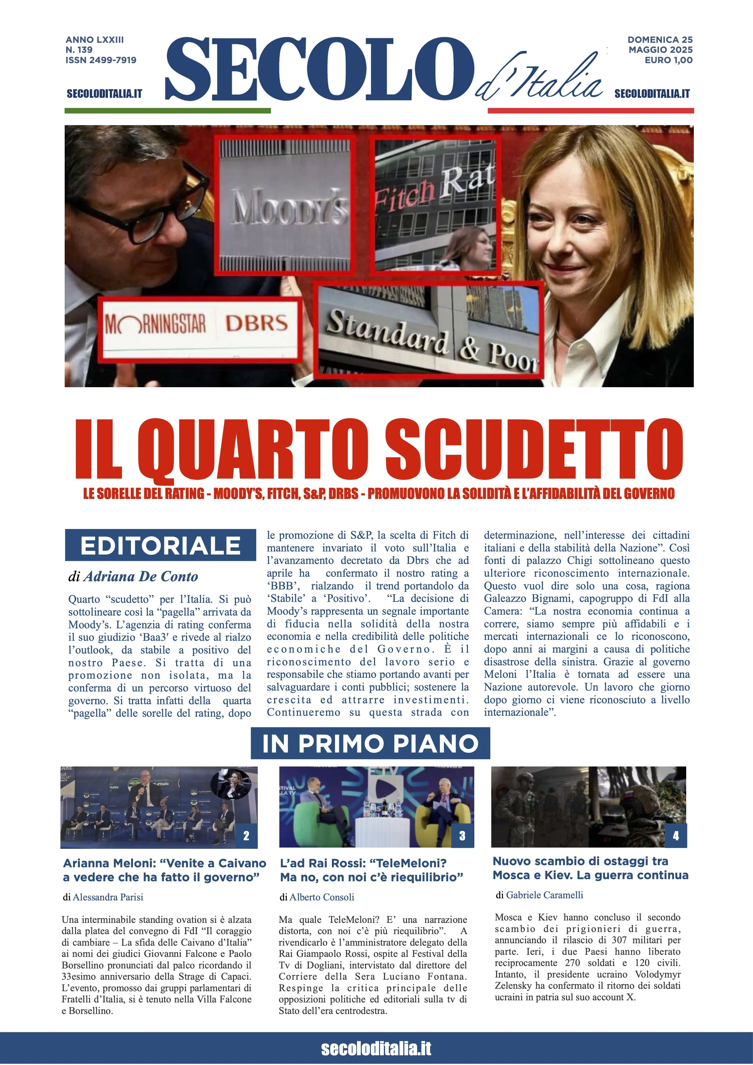 Prima-pagina-secolo-italia-oggi-edizione-di-oggi-25-05-2025