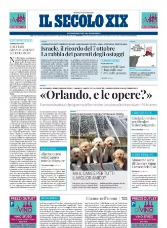 Prima-pagina-secolo-xix-editoriale-oggi-edizione-di-oggi-08-10-2024