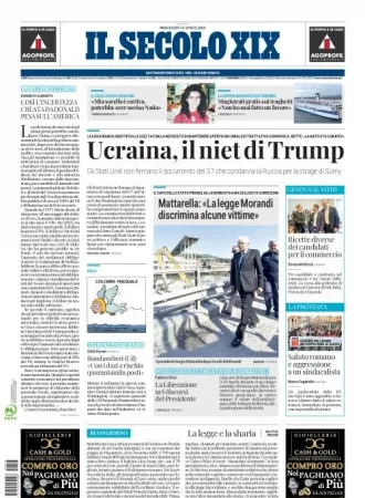 Prima-pagina-secolo-xix-editoriale-oggi-edizione-di-oggi-16-04-2025