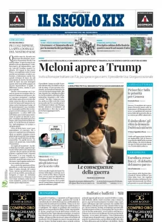 Prima-pagina-secolo-xix-editoriale-oggi-edizione-di-oggi-18-04-2025