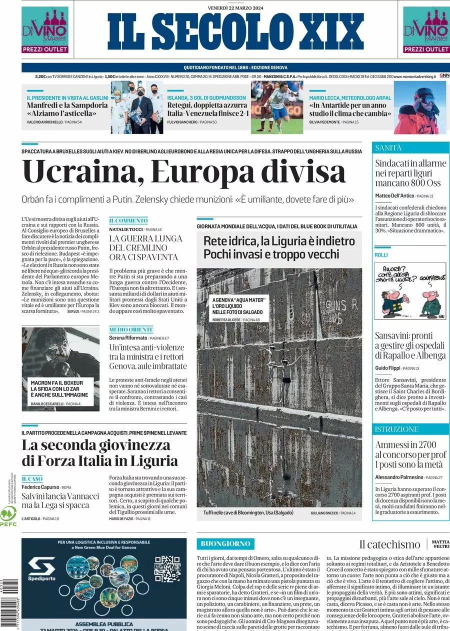 Prima-pagina-secolo-xix-editoriale-oggi-edizione-di-oggi-22-03-2024