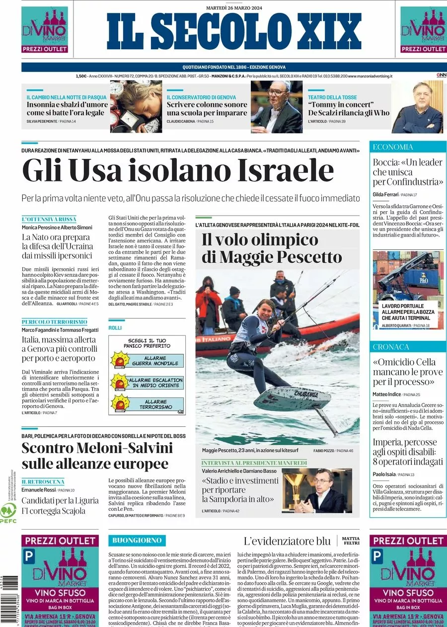 Prima-pagina-secolo-xix-editoriale-oggi-edizione-di-oggi-26-03-2024