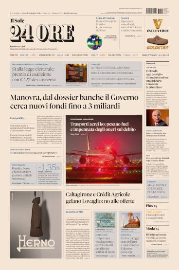 Prima-pagina-sole-24-ore-edizione-del-09-10-2026