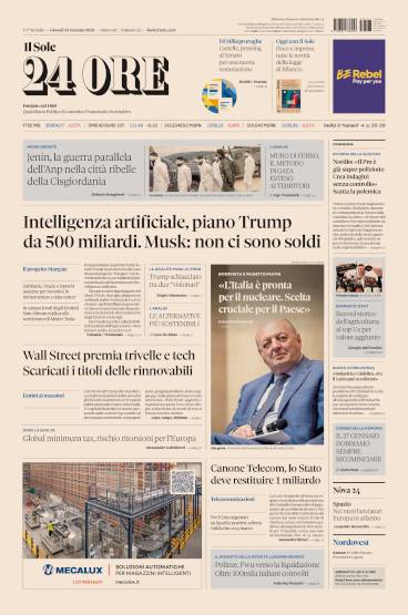 Prima-pagina-sole-24-ore-edizione-del-23-01-2025