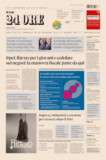 Prima-pagina-sole-24-ore-edizione-del-25-09-2026