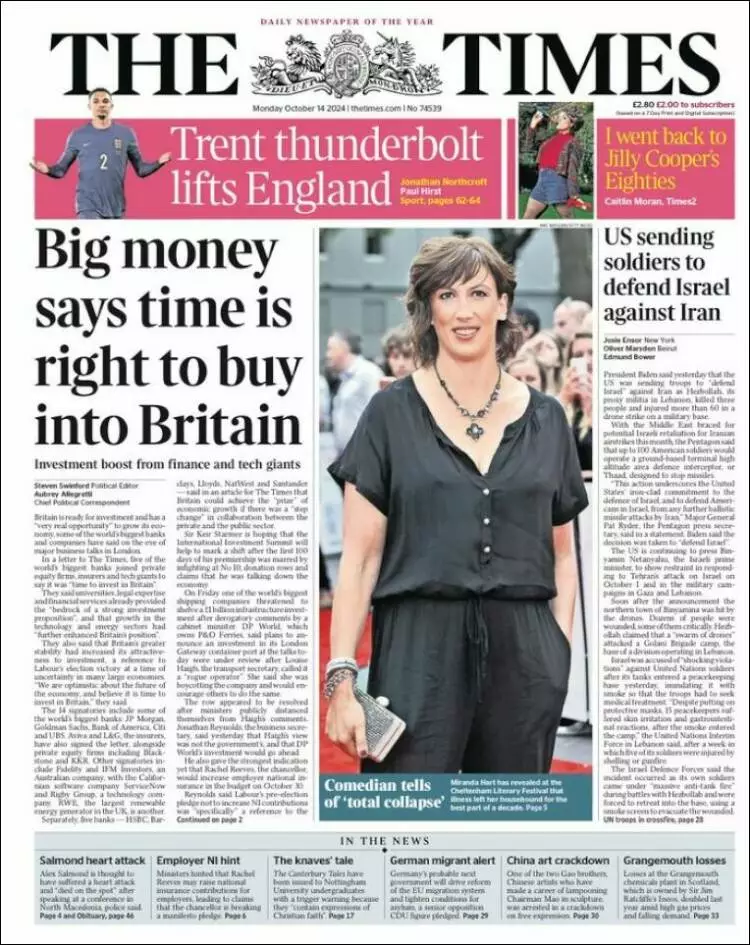 Prima-pagina-the-times-edizione-di-oggi-2024-10-14
