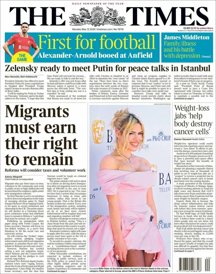 Prima-pagina-the-times-edizione-di-oggi-2025-05-12