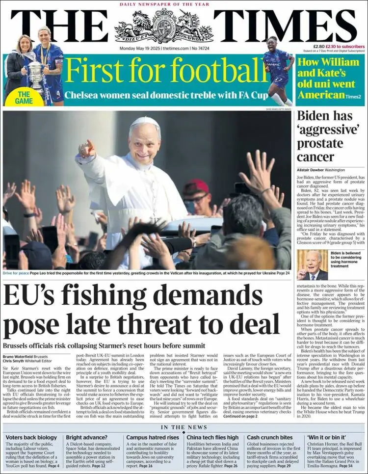 Prima-pagina-the-times-edizione-di-oggi-2025-05-19