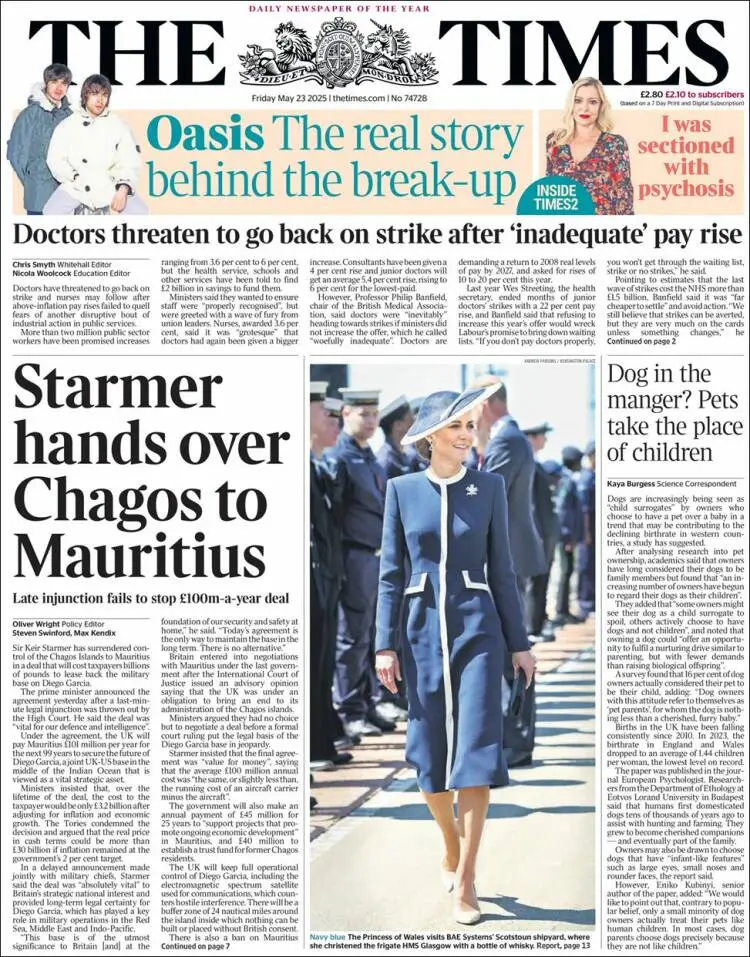 Prima-pagina-the-times-edizione-di-oggi-2025-05-23