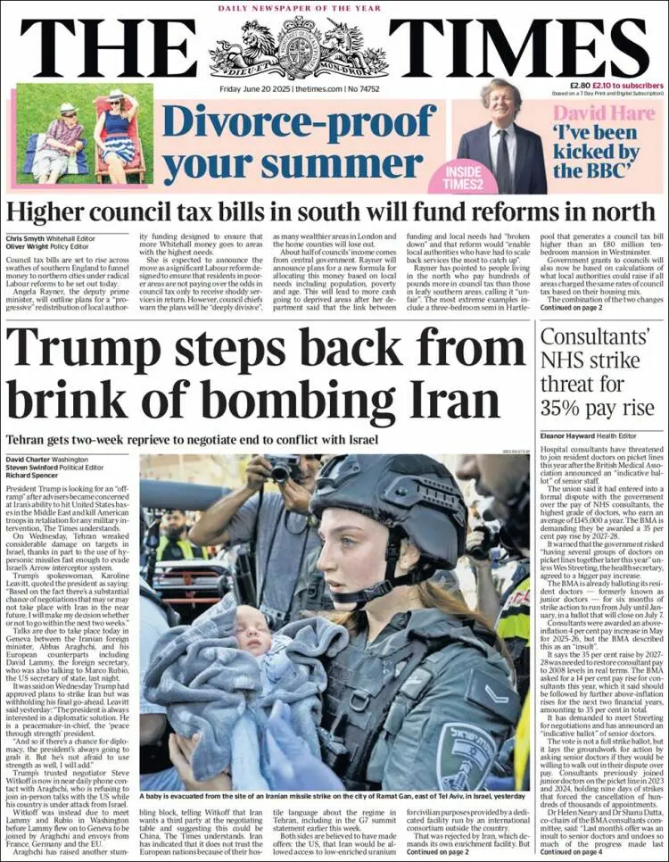 Prima-pagina-the-times-edizione-di-oggi-2025-06-20