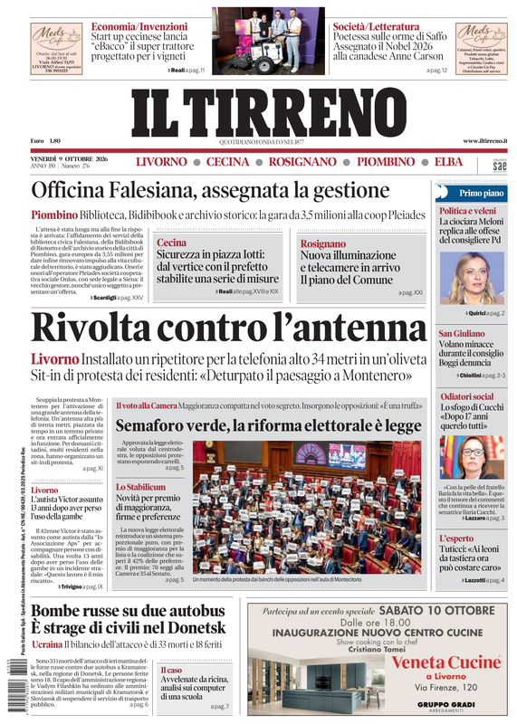 Prima-pagina-tirreno-edizione-di-oggi-09-10-2026