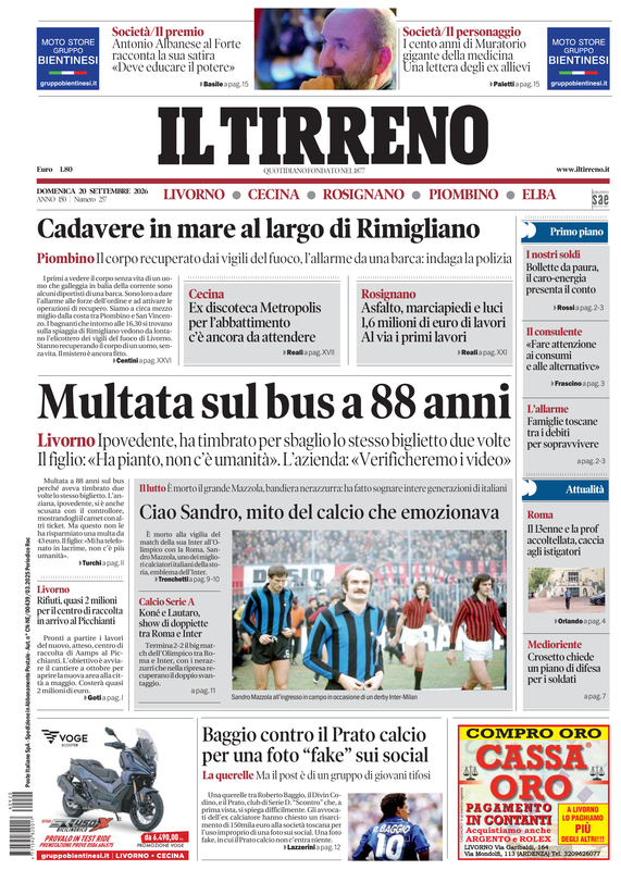 Prima-pagina-tirreno-edizione-di-oggi-20-09-2026